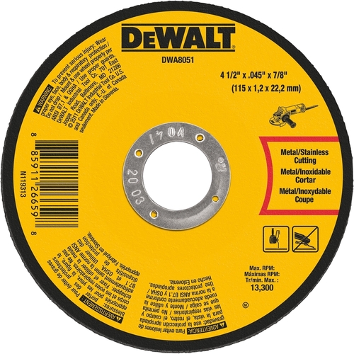 Cutting Wheel, 4-1/2 in Dia, 29/64 in Thick, 7/8 in Arbor, Medium, Aluminum Oxide Abrasive