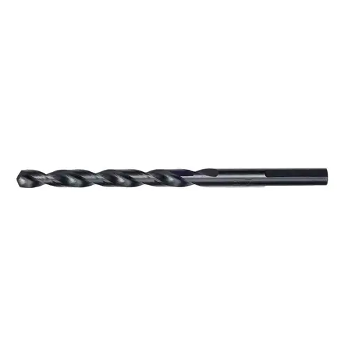 Jobber Drill Bit, 15/64 in Dia, 3-7/8 in OAL, Parabolic Flute, 3-Flute, 15/64 in Dia Shank Black Oxide