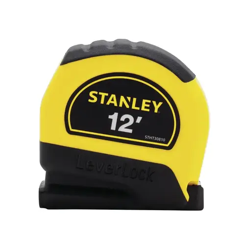 Tape Measure LeverLock 12 ft. L X 0.5" W Black/Yellow
