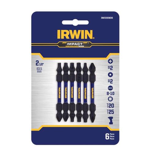 Double-Ended Screwdriver Bit Set Impact Performance Series 2-1/2" L Impact Steel