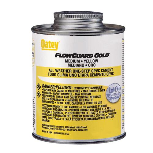 All Weather Cement FlowGuard Gold Yellow For CPVC 4 oz Yellow