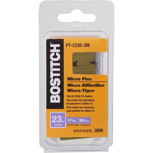 Bostitch PT-2330-3M Pin Nail, 0.64 in Dia, 1-3/16 in L, 23 ga Thick, Steel, Bright - pack of 3000