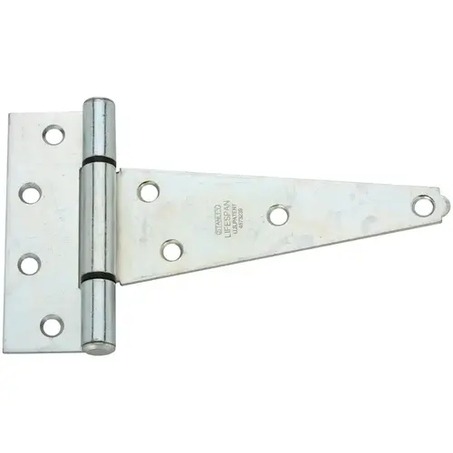 National Hardware N129-189 T-Hinge, 4-1/4 in W Frame Leaf, 1.565 in H Frame Leaf, Steel, Zinc, Tight Pin, 48 lb - Pair