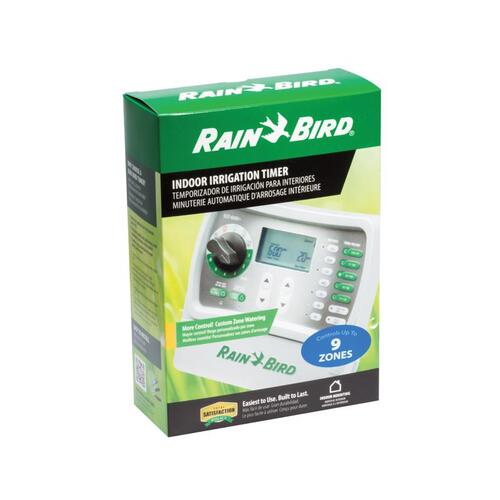 RAIN BIRD SST900in Irrigation Timer, 120 V, 9 -Zone, 1 -Program, Digital Display, Wall Mounting, White