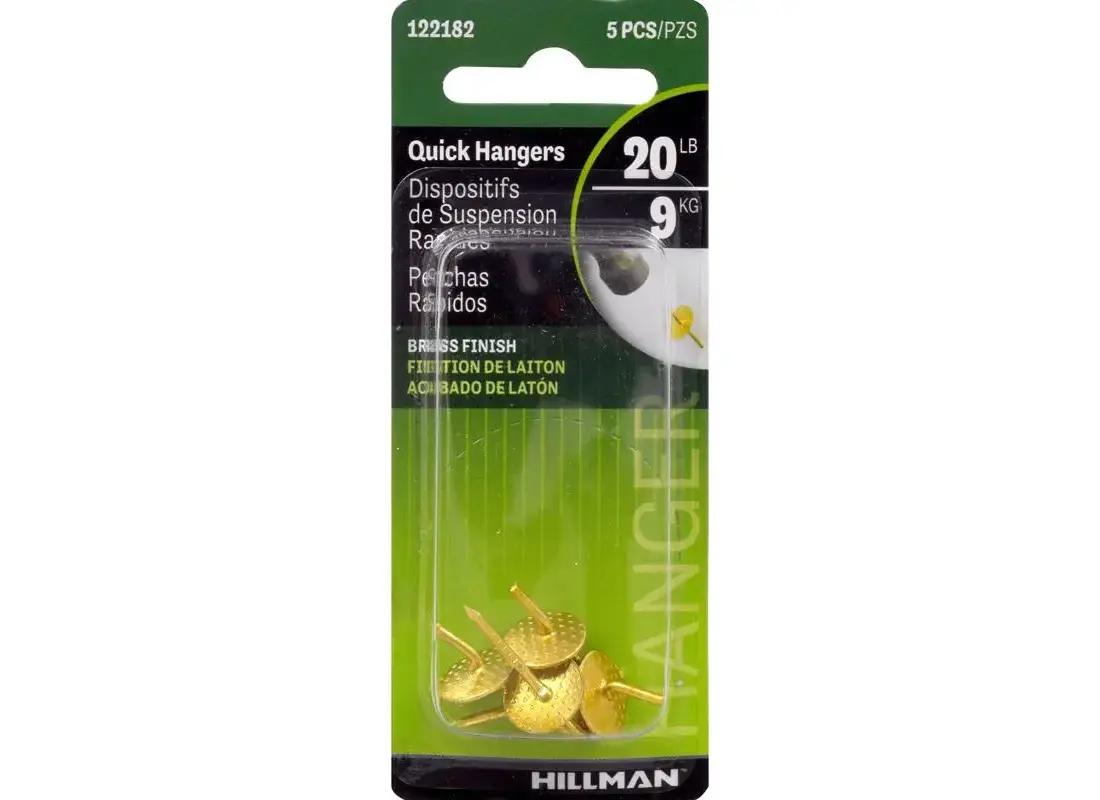 The Hillman Group - 20 Lb Brass Plated Quick Hanger-5/Pack