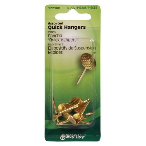 Quick Hanger AnchorWire Brass-Plated Assorted 10 lb Brass-Plated - pack of 60