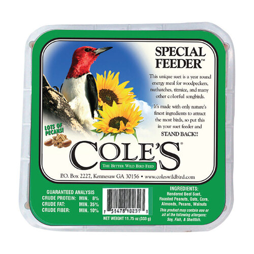 Cole's SFSU Wild Bird Food Special Feeder Assorted Species Beef Suet 11 oz