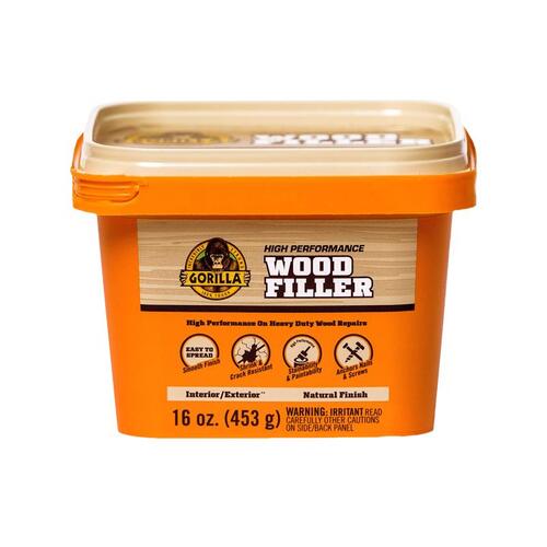 Wood Filler, Liquid Paste, Odorless to Mild, Tan, 16 oz Tub