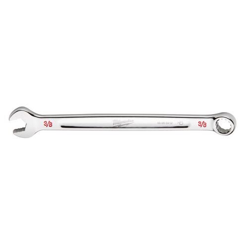 Milwaukee 45-96-9412 Combination Wrench, SAE, 3/8 in Head, 6.22 in L, 12-Point, Steel, Chrome, Ergonomic, I-Beam Handle