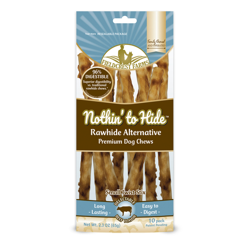 Fieldcrest Farms 154 Nothin' to Hide Twist Stix Dog Chew Treats, Beef  pack of 10