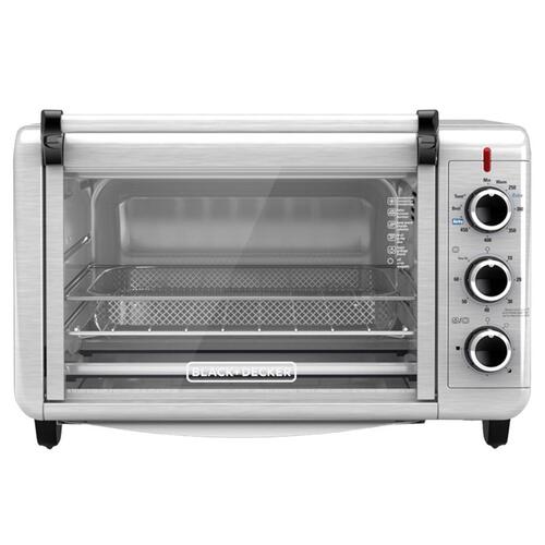Black+Decker TO3215SS Air Fry Toaster Oven, 1500 W, Knob Control, Black/Silver