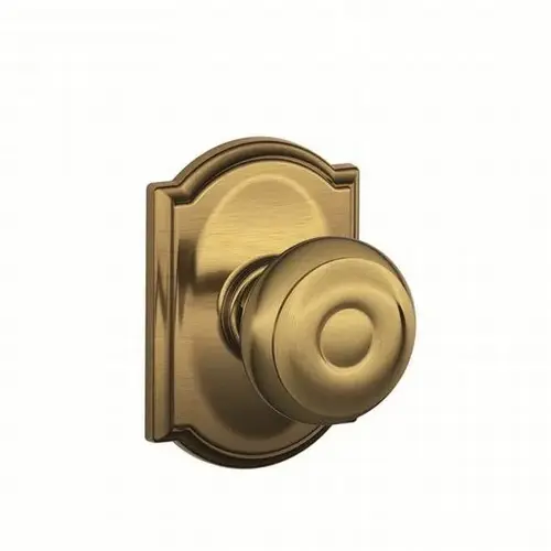 Georgian Knob with Camelot Rose Dummy Interior Trim Antique Brass Finish