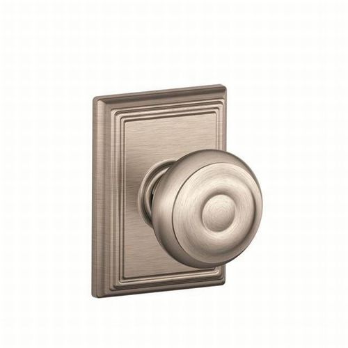 Schlage Residential F59 GEO 619 ADD Georgian Knob with Addison Rose  Interior Active Trim with 12326 Latch and 10269 Strikes Satin Nickel Finish