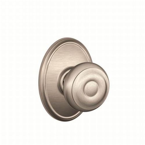 Georgian Knob with Wakefield Rose Dummy Interior Trim Satin Nickel Finish