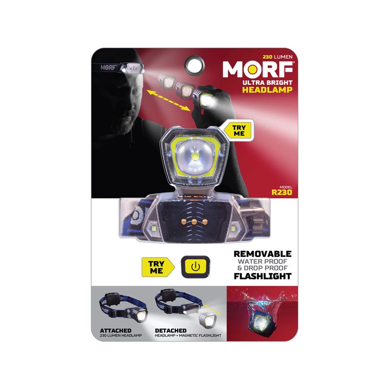 POLICE SECURITY FLASHLIGHTS 98575 MORF R230 Head Lamp MORF 230 lm Black LED AAA Battery Black