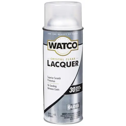 Lacquer Spray Paint, Gloss, Liquid, Clear, 11.25 oz, Aerosol Can - pack of 6