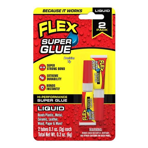 Flex Seal SGLIQ2X3 Super Glue Flex High Strength 2 pk Clear