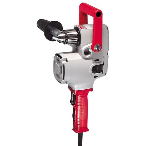 Electric Drill, 7.5 A, 1/2 in Chuck, Keyed Chuck, 8 ft L Cord, Includes: (1) Pipe Handle Red