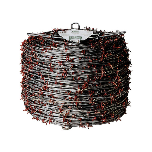 Red Brand 70481 Barbed Wire, 1320 ft L, 12-1/2 Gauge, 5 in Points Spacing, Galvanized Steel