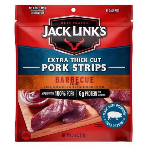 Jack Link's 10000037757 Pork Strip Jerky Barbecue 2.6 oz Packet