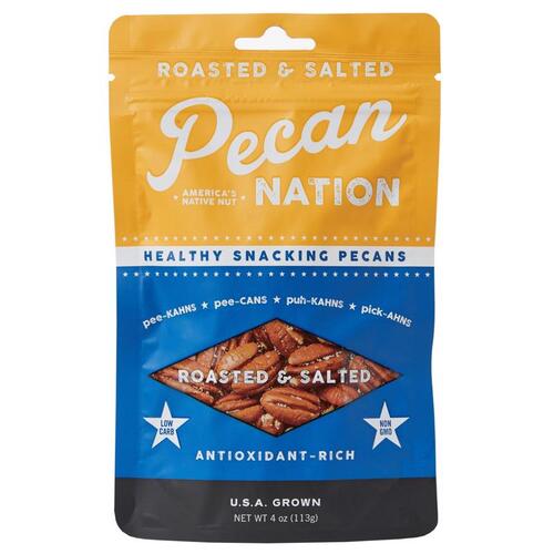 Pecan Nation PNRS4.8.12 Pecans Roasted Salted 4 oz Pouch