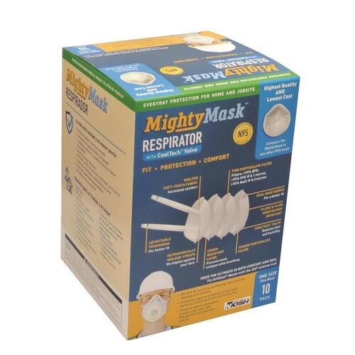 Respirator Mask Might Max N95 Valved White One Size Fits Most White