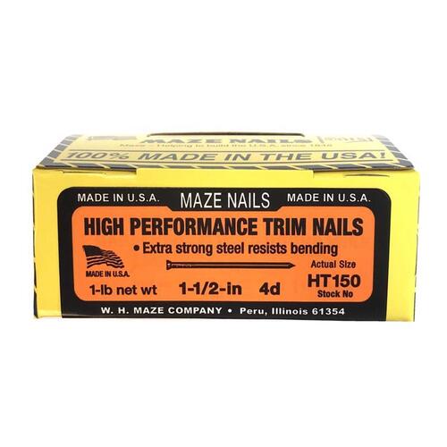 HT150-112 Trim Nail, Hand Drive, 1-1/2 in L, Carbon Steel, Smooth Shank, Black, 5 lb - pack of 12