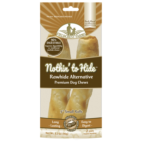 Nothin' to Hide Dog Chew Treat Rolls, Peanut Butter Flavor, Small 5-In