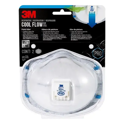 3M 8577P2-DC-PS P95 Paint Odor Valve Respirator Mask - Pair White