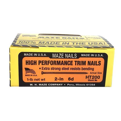 Maze HT200-1 HT200-112 Trim Nail, Hand Drive, 2 in L, Carbon Steel, Smooth Shank, Black, 5 lb