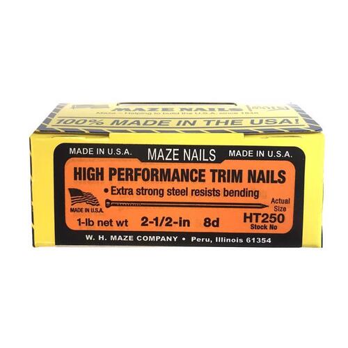HT250-112 Trim Nail, Hand Drive, 2-1/2 in L, Carbon Steel, Smooth Shank, Black, 5 lb - pack of 12