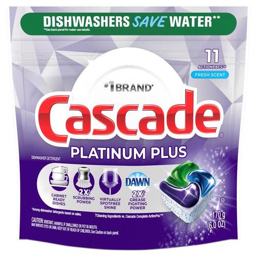 Platinum PLUS ActionPacs Dishwasher Detergent Pods, Fresh Scent, 11-Ct.