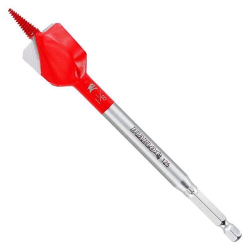 Demo Demon Spade Bit, 1-1/8 in Dia, 6 in OAL, 1/4 in Dia Shank, Hex Shank