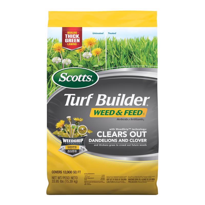 Scotts 25023 Lawn Fertilizer Turf Builder Weed & Feed For Multiple Grass Types 12000 sq ft