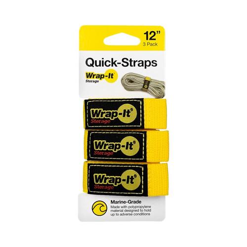 WRAP IT STORAGE 103-BS-12YE Cable Wrap Quick Straps 12" L Yellow Polypropylene Yellow