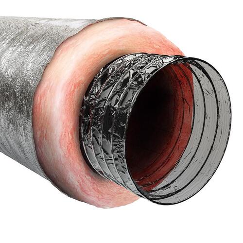 MEA Air Duct, Polyester Core, Metalized Outer Jacket, 6-In. x 25-Ft. Silver