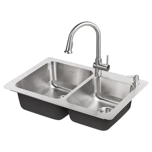 American Standard 18CR.332232C.075 Montvale Series Kitchen Sink Kit with Soap Dispenser, 33 in OAW, 9 in OAD, 22 in OAH Stainless Steel