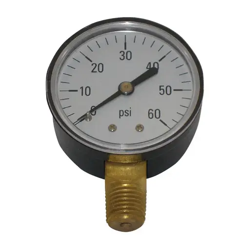 Pool Pressure Gauge, Bottom Mount, 0-60 PSI