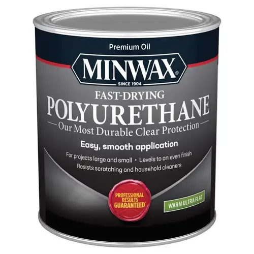 Minwax 630154444 Fast-Drying Polyurethane Ultra Flat Clear Oil-Based 1 qt Clear