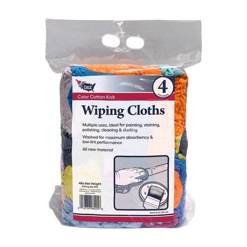 Wiping Rags Assorted Colors Cotton Knit 4 lb Assorted