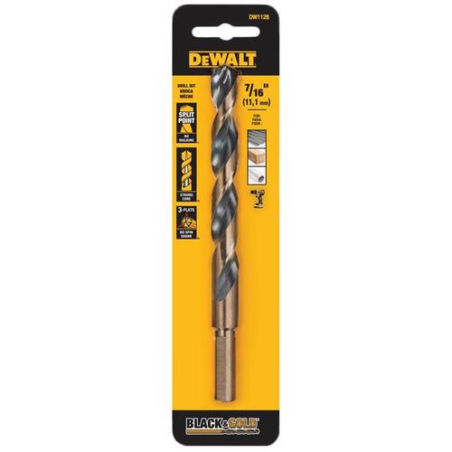 Jobber Drill Bit, 7/16 in Dia, 5.59 in OAL, Parabolic Flute, 7/16 in Dia Shank, Round Shank - pack of 3