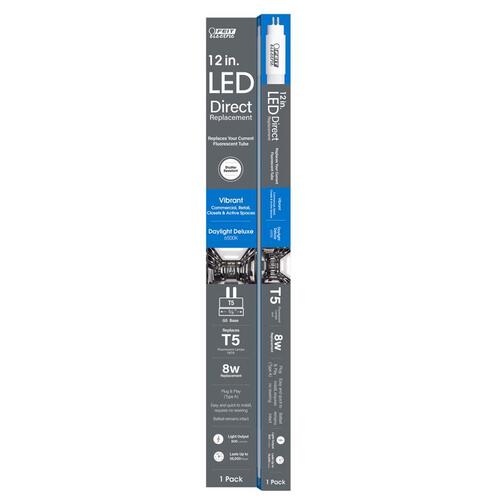 LED Linear Lamp General Purpose Daylight Deluxe 12" Bi-Pin Linear 8 Watt Equivale White - pack of 6