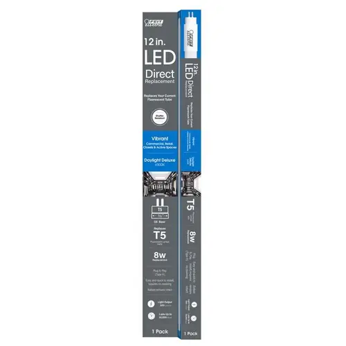 LED Linear Lamp General Purpose Daylight Deluxe 12" Bi-Pin Linear 8 Watt Equivale White