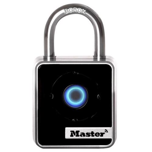 4400D Wide Bluetooth Padlock, 9/32 in Dia Shackle, 7/8 in H Shackle, Boron Alloy Steel Shackle, Metal Body Black/Silver