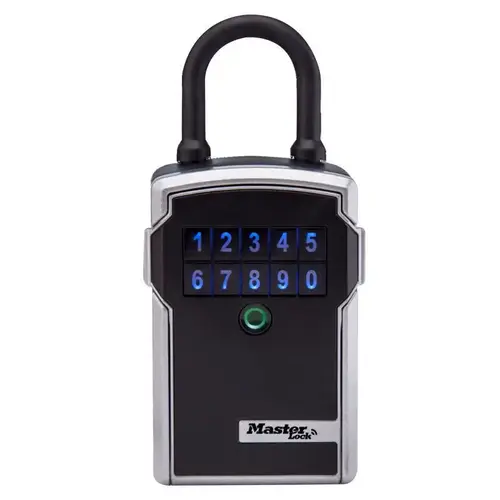 Lock Box 7-13/64" H X 3-1/4" W X 2-5/16" L Metal Resettable Combination Bluetooth Lock B Silver