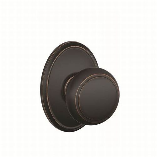 Andover Knob with Wakefield Rose Interior Active Trim with 12326 Latch and 10027 Strike Aged Bronze Finish