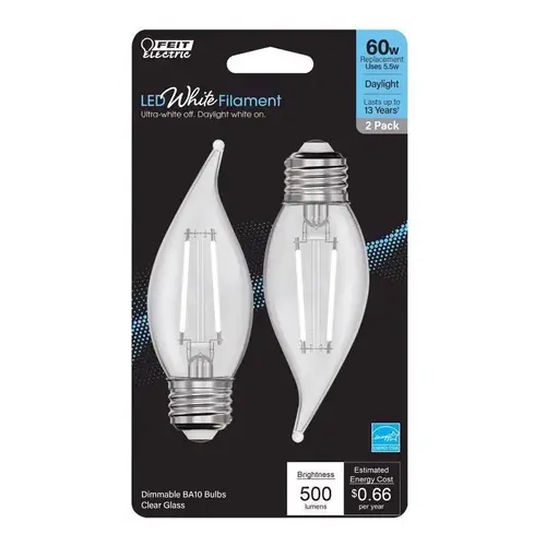 Filament LED Bulb BA10 E26 (Medium) Daylight 60 Watt Equivalence Clear