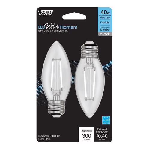 Filament LED Bulb B10 E26 (Medium) Daylight 40 Watt Equivalence Clear