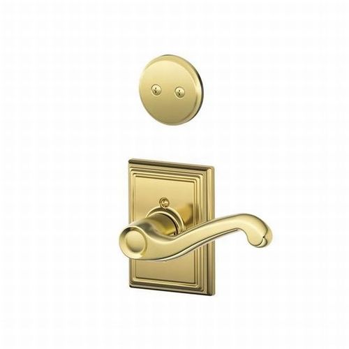 Right Hand Flair Lever with Addison Rose Dummy Interior Trim Bright Brass Finish