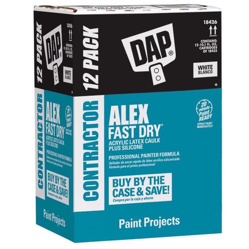 Caulk Alex Fast Dry White Siliconized Acrylic Latex Windows/Doors/Seal/Paint 10.1 oz White